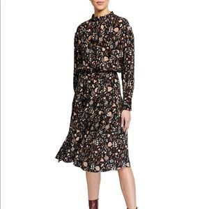 FRAME Midi Dress Silk Floral - Noir Multi